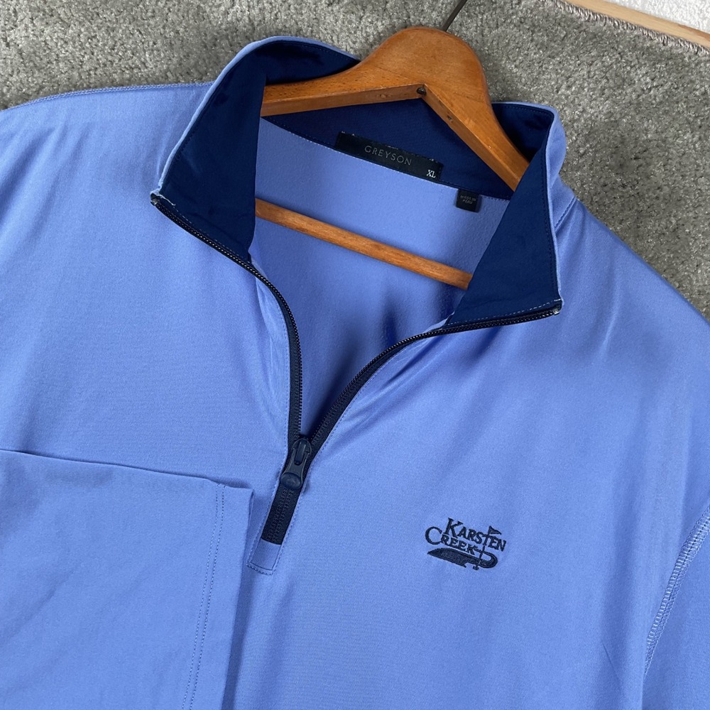 Greyson Quarter Zip Pullover Mens XL Blue Karsten Creek Golf Long Sleeve Stretch